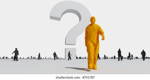 3d man walking out of the crowd