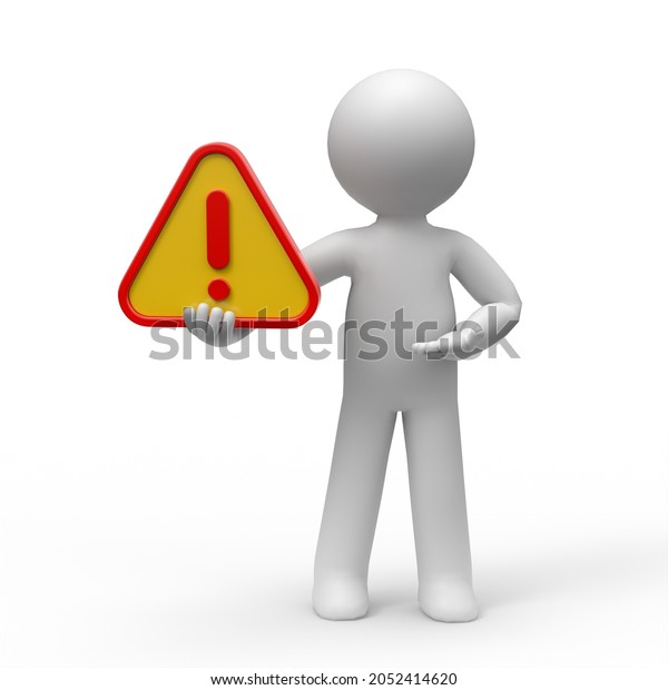 3d Man Warning Sign Stock Illustration 2052414620 | Shutterstock