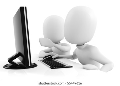 3d man working at computer