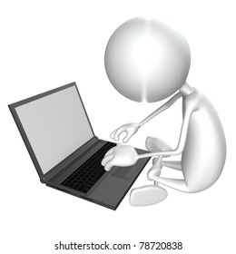 3d Man Working His Laptop Stock Illustration 78720838 | Shutterstock