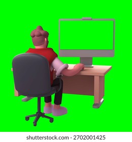 Hombre 3D trabajando en