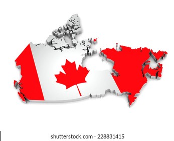 3D Map Of Canada On A Simple Background With High-resolution