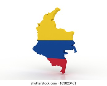 3d Map Of Colombia With Flag