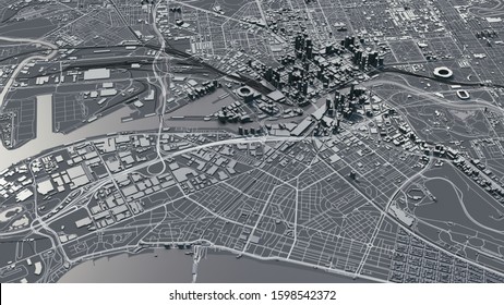 3d Map Of Melbourne City. 3d Illustration