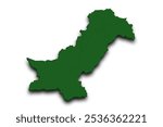 3d Map of Pakistan country with color. pak, PK, Islamic republic of Pakistan 