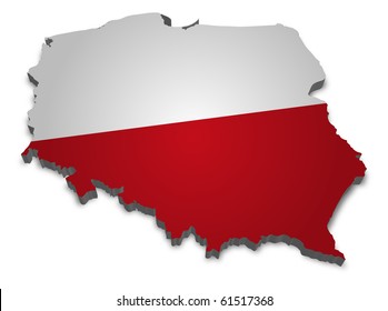 3D Map Of Poland With Flag