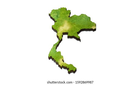 3D Map Of Thailand On A White Background