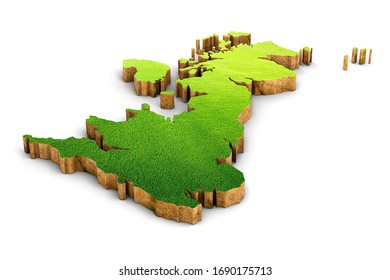 3d Map Of United Kingdom On White Isolated Background. UK 3d Map