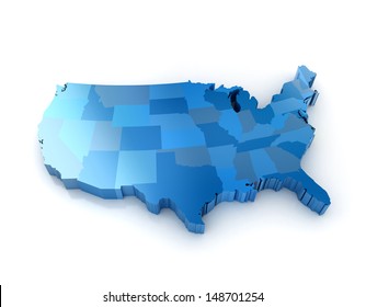 3D map of the united states of america