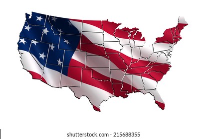 3D  map of the USA (United States of America)