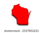 3d Map of Wisconsin state with color. United State of America, US, United State