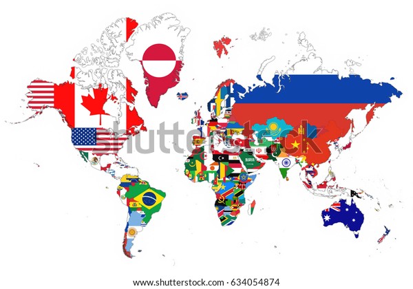 3d Map World National Flags On Stock Illustration 634054874 | Shutterstock