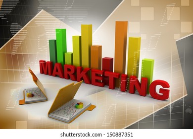 3d Marketing graph and folder