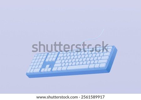 3d Mechanical Keyboard icon. Computer device equipment concept. Keyboard mechanical gaming concept. Minimal Cartoon keyboard computer technology icon isolated on transparent background. 3d render.