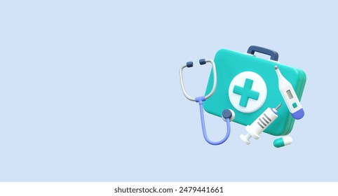 3D Medical equipment illustrtion. Medical pharmacy, 3D Medicine icon, Healthcare template - Powered by Shutterstock