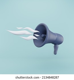 3d Megaphone Speaker Light Blue Background