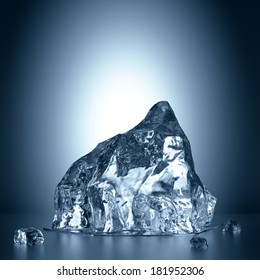 3d Melting Ice, Frozen Water Block, Creative Iceberg Illustration