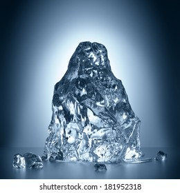 3d Melting Ice, Frozen Water Block, Creative Iceberg Illustration