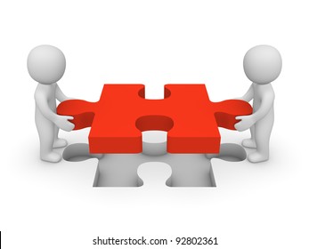 3d men with puzzle piece