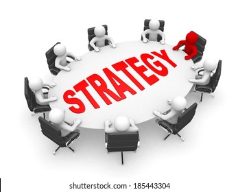 3D men sitting at a round table and having business meeting - 3d render illustration 