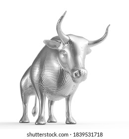 3D Metal Bull Isolated On White Background