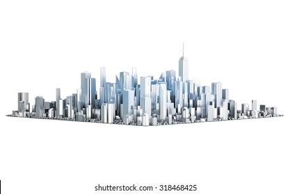 3D Metal City Isolated On White Background