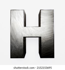 3D metal letter, brushed metal in the shape of the letter h.