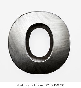 3D Metal Letter, Brushed Metal In The Shape Of The Letter O.