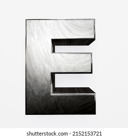 3D Metal Letter, Brushed Metal In The Shape Of The Letter E.