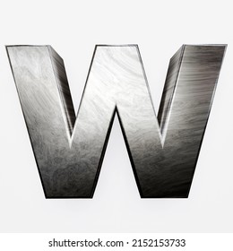 3D Metal Letter, Brushed Metal In The Shape Of The Letter W.