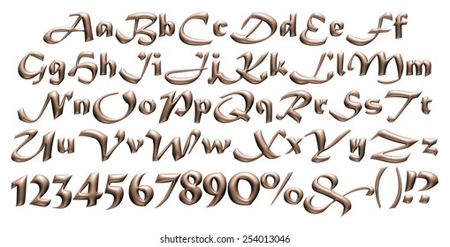 3d Metal Letters Style Alphabet Collection Stock Illustration 254013046 ...