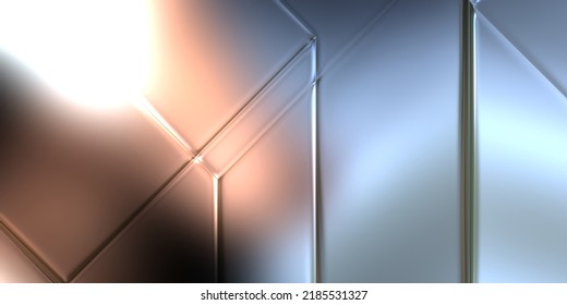 3D Metallic Panels Texture. Colorful Glossy Abstract Wallpaper. Geometric Technological Bright Reflective Background.