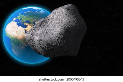 3D Meteor Strike Rendering Space View Earth