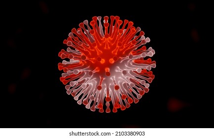 3D Microscopic COVID19 Virus. Deltacron Variant. Coronavirus Mutation. Global Health Crisis.