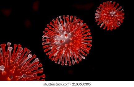 3D Microscopic COVID19 Virus. Deltacron Variant. Coronavirus Mutation. Global Health Crisis.