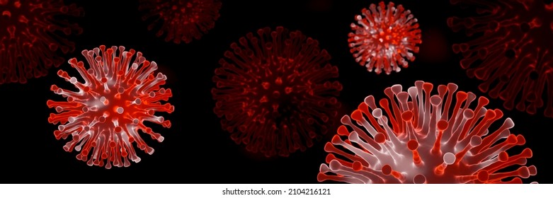 3D Microscopic COVID19 Virus. Deltacron Variant. Coronavirus Mutation. Global Health Crisis.