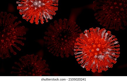 3D Microscopic COVID19 Virus. Deltacron Variant. Coronavirus Mutation. Global Health Crisis.