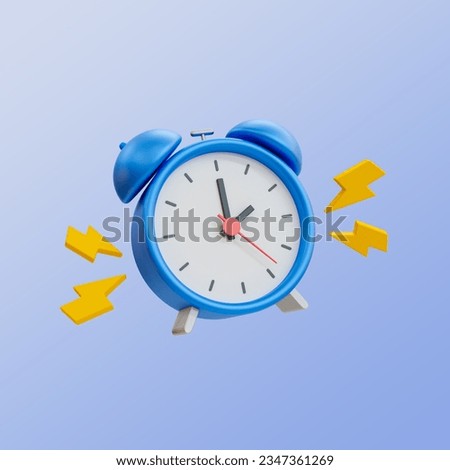 3d minimal quick time concept. urgent work. fast service. alarm clock with thunder icon. 3d illustration. clipping path included.