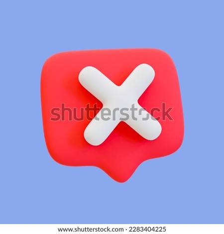 3d minimal Red wrong mark. cancel icon. rejected, disapproved, no, False, not Ok, wrong Choices. Cross mark icon. 3d illustration. clipping path included.