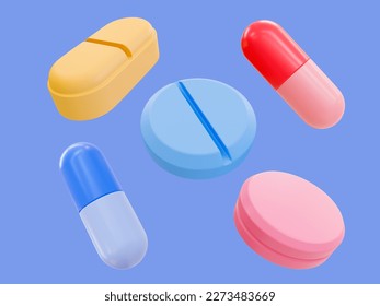 3d minimal set of medicine pill. various forms of medication. 3d illustration. - Powered by Shutterstock