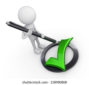 3d Minimalistic Human Green Tick Stock Illustration 158980808 ...