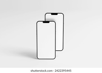 3d mobile mockup with minimal scene and blank screen