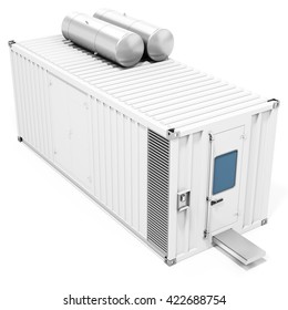3d mobile power station container on white background 3D illustration