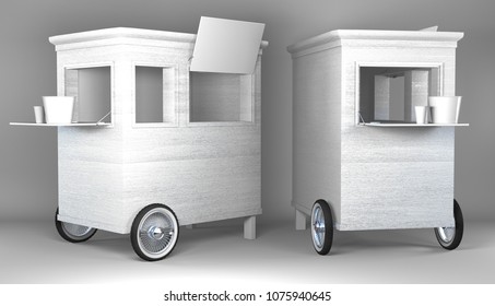 3d Mockup Of Antique Popcorn Cart