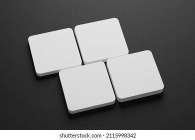 3d Mockup Of A Square Business Card With Rounded Corners On A Black Paper Background