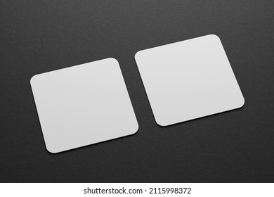 3d Mockup Of A Square Business Card With Rounded Corners On A Black Paper Background