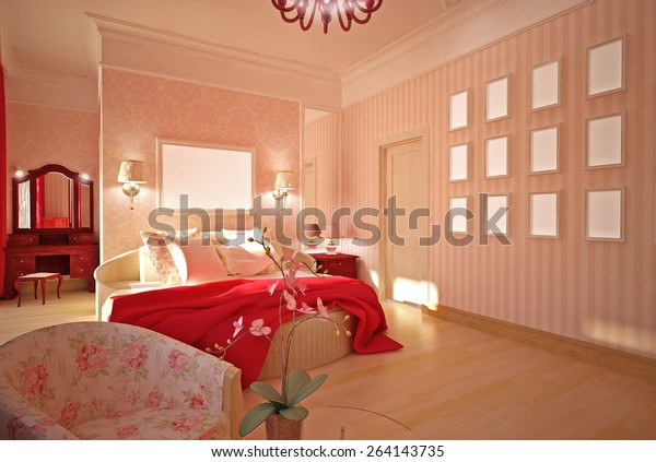 3d Model Classic Bedroom 3d Illustration Stock Image