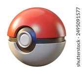 A 3D model depicting a Pokemon ball against a white backdrop