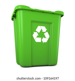 3D Model Of Empty Green Plastic Recycle Bin