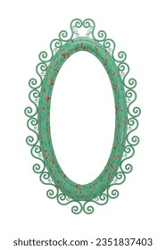 3d model green oval stone openwork frame on a white background